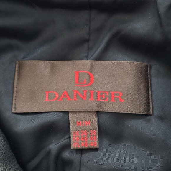 Danier Leather Jacket Men M Gray Biker Zip Striped LS Pockets Textured Rigid VTG - Picture 3 of 16